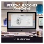 Vista cercana del ratón Logitech 910-006572 diseñado para la oficina, apto para la mano derecha con conectividad Bluetooth y laser de 8000 DPI