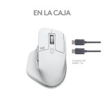 Vista cercana del ratón Logitech 910-006572 diseñado para la oficina, apto para la mano derecha con conectividad Bluetooth y laser de 8000 DPI