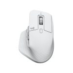 Vista cercana del ratón Logitech 910-006572 diseñado para la oficina, apto para la mano derecha con conectividad Bluetooth y laser de 8000 DPI