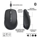 Ratón Logitech para oficina, mano derecha, tecnología RF Wireless y Bluetooth, sensor láser de 8000 DPI, SKU 910-006929