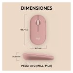 Ratón Logitech 910-007014 para viajes, ambidextro, inalámbrico con RF y Bluetooth, sensor óptico de 4000 DPI
