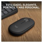 Vista superior del ratón inalámbrico Logitech para viajes, modelo ambidextro con conectividad RF y Bluetooth, sensor óptico de 4000 DPI, SKU 910-007015