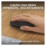 Vista superior del ratón inalámbrico Logitech para viajes, modelo ambidextro con conectividad RF y Bluetooth, sensor óptico de 4000 DPI, SKU 910-007015