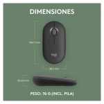 Vista superior del ratón inalámbrico Logitech para viajes, modelo ambidextro con conectividad RF y Bluetooth, sensor óptico de 4000 DPI, SKU 910-007015