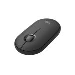 Vista superior del ratón inalámbrico Logitech para viajes, modelo ambidextro con conectividad RF y Bluetooth, sensor óptico de 4000 DPI, SKU 910-007015