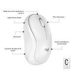 Vista frontal del Logitech M240 Silent, un ratón inalámbrico ergonómico y silencioso con SKU 910-007120