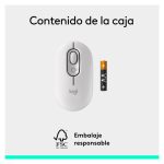 Logitech POP Mouse, color blanco, un ratón inalámbrico Bluetooth con botones programables, clics discretos y tecnología Easy-Switch para usar hasta con 3 dispositivos. SKU: 910-007411