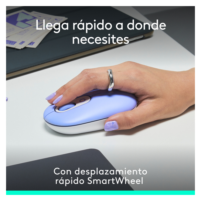 Logitech POP Mouse, ratón inalámbrico Bluetooth compacto y portátil con botones programables y clics discretos, tecnología Easy-Switch para alternar hasta 3 dispositivos, portátil, tablet, PC: Lila 3 Contexto de uso del Logitech POP Mouse