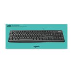 Teclado Logitech K120 para Oficina, conexión USB, distribución QWERTY Internacional de EE.UU., color Negro, SKU 920-002479