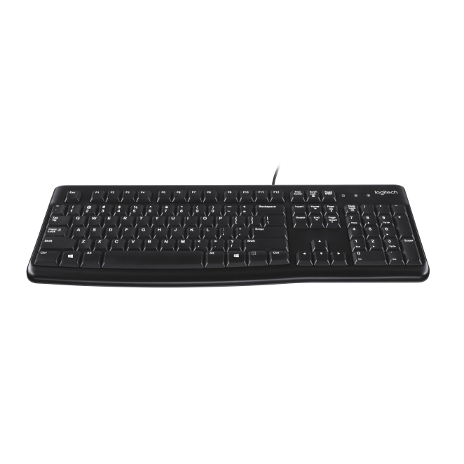 Logitech Teclado K120 para Oficina con Conexión USB Teclado Logitech K120 para Oficina, conexión USB, distribución QWERTY Internacional de EE.UU., color Negro, SKU 920-002479
