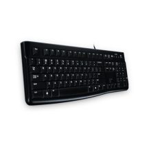 Teclado Logitech K120 con conexión USB, teclas silenciosas y diseño resistente, SKU 920-002489