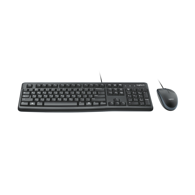 Logitech Combo Teclado y Ratón con Conexión USB y Diseño Ergonómico Imagen del combo Logitech MK120, un teclado y ratón con conexión USB y diseño ergonómico SKU 920-002562