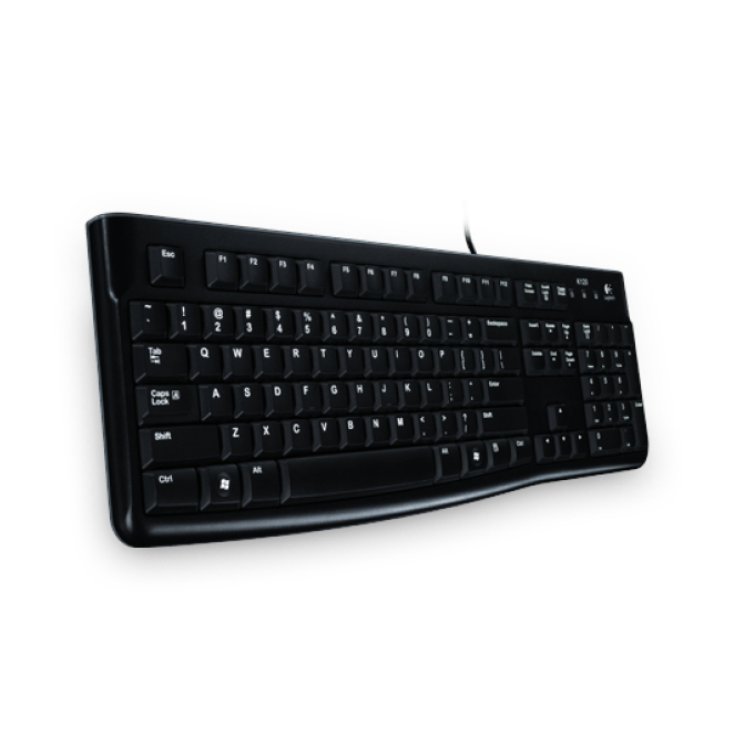 Logitech teclado USB K120 para negocios con diseño ucranio negro Logitech Keyboard K120 para Business, teclado universal USB en color negro con diseño ucranio, SKU 920-002643