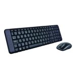 El Logitech Wireless Combo MK220 incluye teclado y ratón inalámbricos en color negro con conectividad USB. SKU: 920-003159.