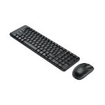 Vista frontal del teclado inalámbrico Logitech MK220 con ratón compacto, SKU 920-003168, destacando su diseño compacto y conexión inalámbrica.
