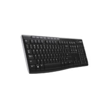 Teclado inalámbrico Logitech modelo K270 con tecnología Unifying, SKU 920-003745, adecuado para tareas diarias y con diseño resistente.