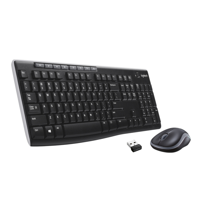 Logitech Teclado y Ratón Inalámbricos con Batería de Larga Duración Combo inalámbrico Logitech MK270, incluye teclado y ratón con batería de larga duración. SKU: 920004508