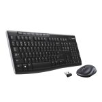Logitech combo de teclado y mouse inalámbricos modelo MK270, SKU 920-004513. Ideal para uso en oficina y hogar.