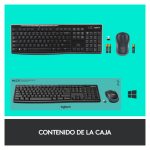Logitech combo de teclado y mouse inalámbricos modelo MK270, SKU 920-004513. Ideal para uso en oficina y hogar.