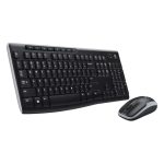 Combo de teclado y ratón inalámbricos Logitech MK270, SKU 920-004526, destacando su conectividad fiable y diseño ergonómico.
