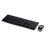 Combo de teclado y ratón inalámbricos Logitech MK270, SKU 920-004526, destacando su conectividad fiable y diseño ergonómico.