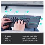 Teclado inalámbrico Logitech K400 Plus con touchpad integrado, ideal para control de TV y PC, SKU 920-007137