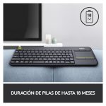Teclado inalámbrico Logitech K400 Plus con touchpad integrado, ideal para control de TV y PC, SKU 920-007137