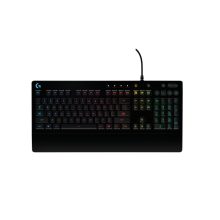 Teclado Logitech G modelo 920-008086 para juegos, configuración QWERTY en español, color negro, con conexión USB.