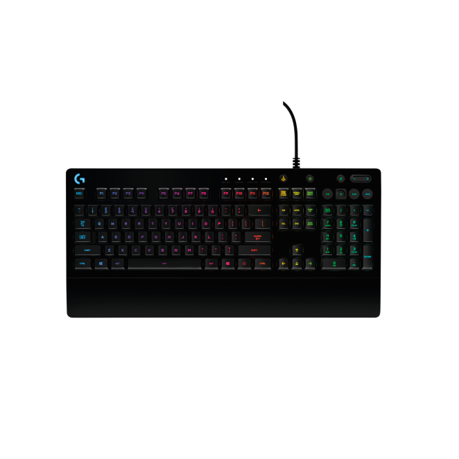Teclado para juegos Logitech G en español con conexión USB Teclado Logitech G modelo 920-008086 para juegos, configuración QWERTY en español, color negro, con conexión USB.