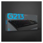 Teclado Logitech G G213 Prodigy para juegos, con conexión USB, distribución QWERTY internacional de EE.UU y color negro. SKU: 920-008093.
