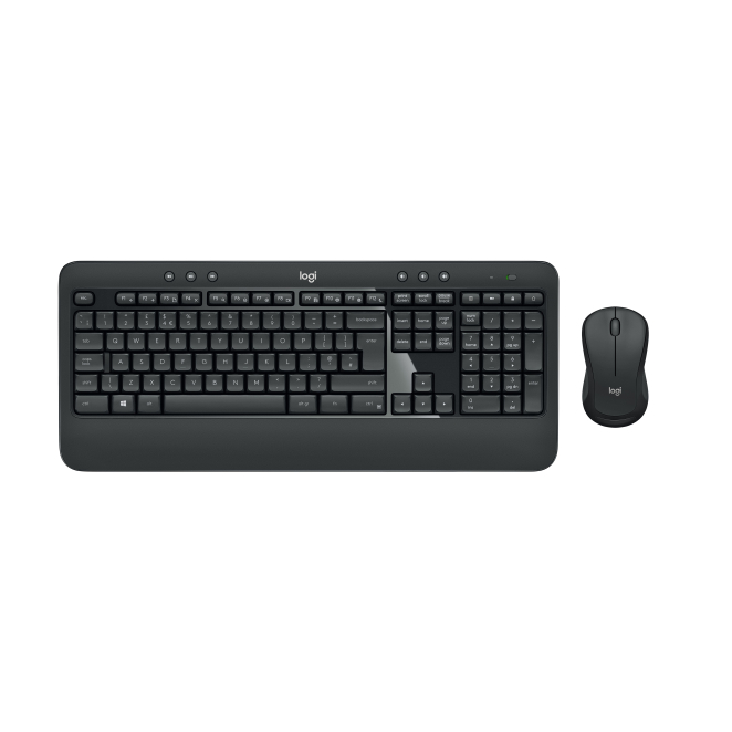 Logitech 920 008675 Teclado Logitech para uso universal con conexión USB, distribución QWERTZ en alemán, acompañado de ratón incluido. Colores negro y blanco. SKU 920-008675.