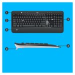 Teclado Logitech 920-008685 con ratón incluido, diseño universal USB, disposición QWERTY Internacional de EE.UU., en color negro y blanco.