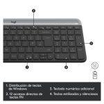 Logitech 920-009198 teclado inalámbrico con ratón incluido, universal, RF, configuración QWERTY en español, color grafito