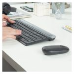 Teclado Logitech con ratón incluido, modelo universal RF inalámbrico, distribución QWERTY internacional de EE.UU., color grafito, SKU 920-009204