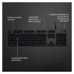 Teclado Logitech G 920-009344 diseñado para juegos, con conexión USB, distribución QWERTY en español y acabado en color carbono