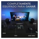 Teclado Logitech G 920-009344 diseñado para juegos, con conexión USB, distribución QWERTY en español y acabado en color carbono