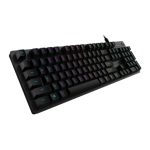 Teclado Logitech G 920-009344 diseñado para juegos, con conexión USB, distribución QWERTY en español y acabado en color carbono