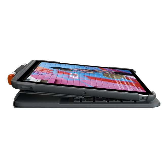 Logitech Slim Folio Teclado Inalámbrico con Soporte para iPad Teclado inalámbrico Logitech Slim Folio con soporte integrado para iPad, ideal para productividad y viajes ligeros. SKU: 920-009474