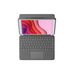 Imagen del Logitech teclado para móvil, modelo 920-009624, con layout QWERTZ en alemán, color grafito y conectividad Smart Connector.