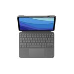 Teclado Logitech modelo 920-010142 para móvil, diseño QWERTZ Alemán, con Smart Connector en color gris