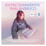 Teclado Logitech G 920-010685 para juegos, inalámbrico, RF y Bluetooth, diseño QWERTY en español, color blanco