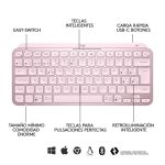 Logitech MX Keys Mini teclado inalámbrico compacto con retroiluminación y distribución ergonómica de teclas. SKU: 920-010813.