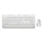 Vista frontal del teclado Logitech blanco 920-011032, con conexión Bluetooth y distribución QWERTY Internacional de EE.UU., incluido ratón para oficina.