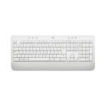 Vista frontal del teclado Logitech blanco 920-011032, con conexión Bluetooth y distribución QWERTY Internacional de EE.UU., incluido ratón para oficina.