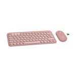 Teclado Logitech 920-012241 RF Wireless + Bluetooth, QWERTY Internacional de EE.UU., color rosa con ratón incluido