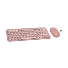 Teclado Logitech 920-012241 RF Wireless + Bluetooth, QWERTY Internacional de EE.UU., color rosa con ratón incluido