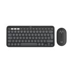 Teclado Logitech 920-012244 con ratón incluido, configuración QWERTY Internacional de EE.UU., conexión RF inalámbrica y Bluetooth, color grafito