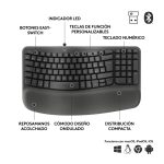 Logitech Wave Keys para negocios, teclado ergonómico inalámbrico con reposamanos acolchado, tecnología Logi Bolt y Bluetooth, compatible con Windows, Mac, Chrome y Linux. SKU: 920-012331