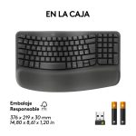Logitech Wave Keys para negocios, teclado ergonómico inalámbrico con reposamanos acolchado, tecnología Logi Bolt y Bluetooth, compatible con Windows, Mac, Chrome y Linux. SKU: 920-012331