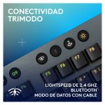 Teclado gaming inalámbrico de Logitech G, modelo G915 X LIGHTSPEED, con teclas de PBT doble moldeado, retroiluminación RGB, acabado de aluminio y layout ES, SKU 920-012677